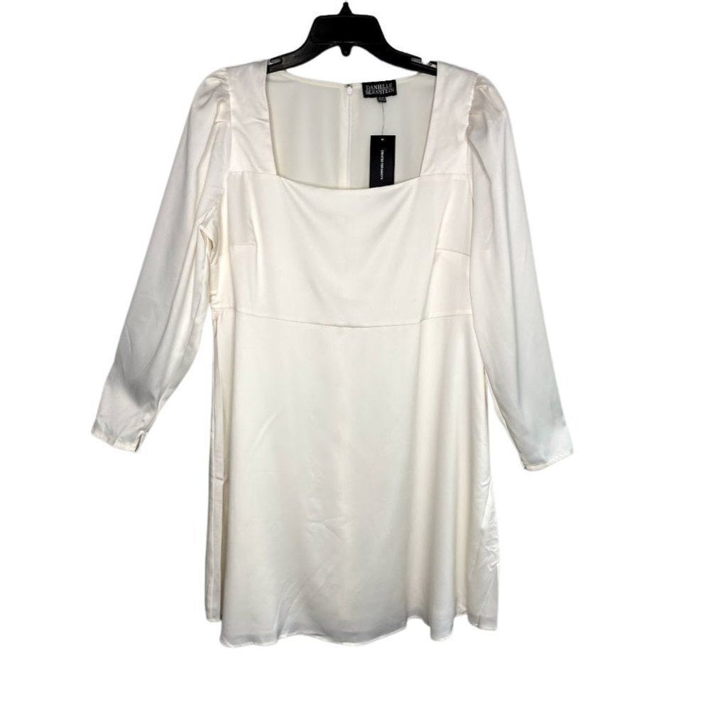 Danielle Bernstein‎ White Satin Mini Dress Sz 24 NEW